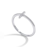Sideways Cross Ring 925 sterlign silver with zircon cubic diamond