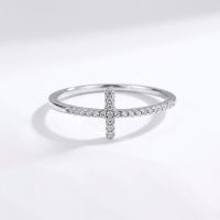 Sideways Cross Ring 925 sterlign silver with zircon cubic diamond size 5 to 11