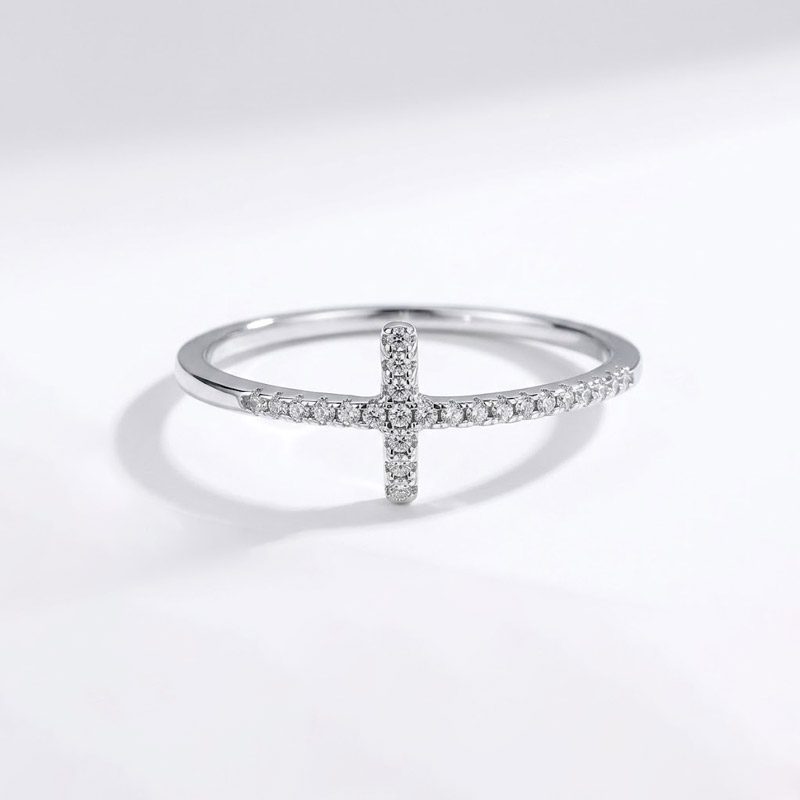 Sideways Cross Ring 925 sterlign silver with zircon cubic diamond size 5 to 11 Sideways Cross Ring 925 sterlign silver with zircon cubic diamond size 5 to 11