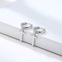 925 sterling Silver Cross Earrings Dangle simple cross