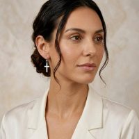 925 sterling Silver Cross Earrings Dangle simple cross for womens