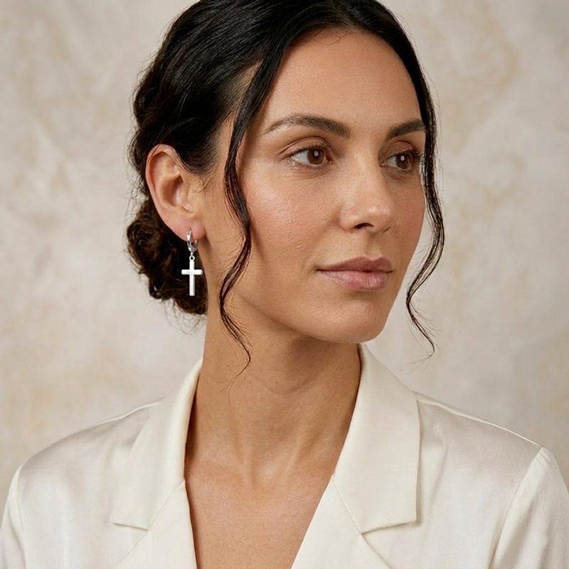 925 sterling Silver Cross Earrings Dangle simple cross for womens 925 sterling Silver Cross Earrings Dangle simple cross for womens