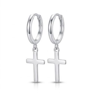 Silver Cross Earrings Dangle