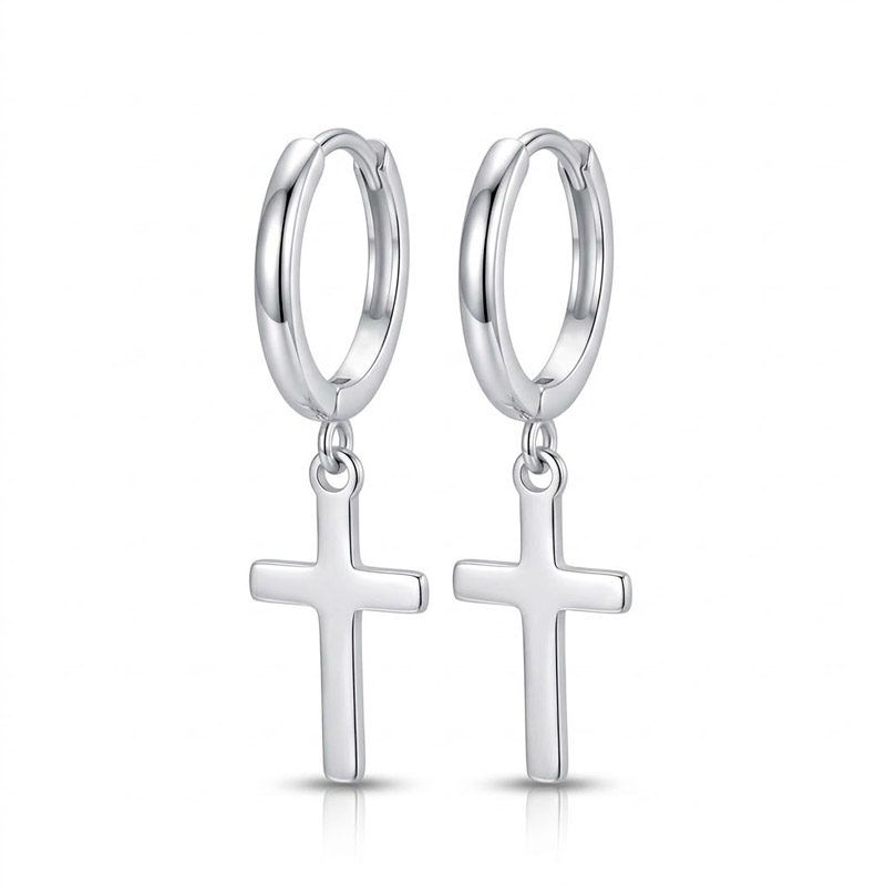 Silver Cross Earrings Dangle