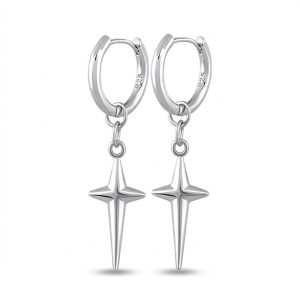 silver cross earrings men​