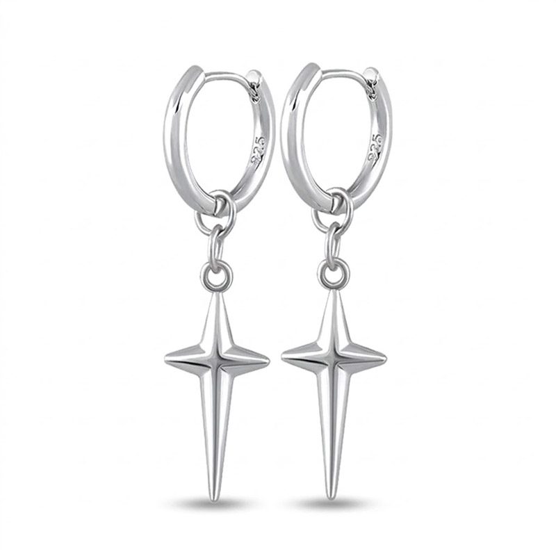 silver cross earrings men​