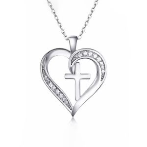 Silver Heart and Cross Necklace – Arya