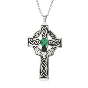 Silver Irish Cross Necklace stainless steel