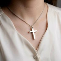 Simple Silver Cross Pendant 925 silver sterling for womens thickness: 0.16 in