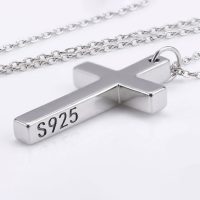 Simple Silver Cross Pendant 925 silver sterling thickness: 0.16 in, Pendant dimensions: 1.50 x 0.75 in