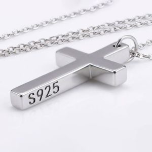 Simple Silver Cross Pendant 925 silver sterling thickness: 0.16 in, Pendant dimensions: 1.50 x 0.75 in