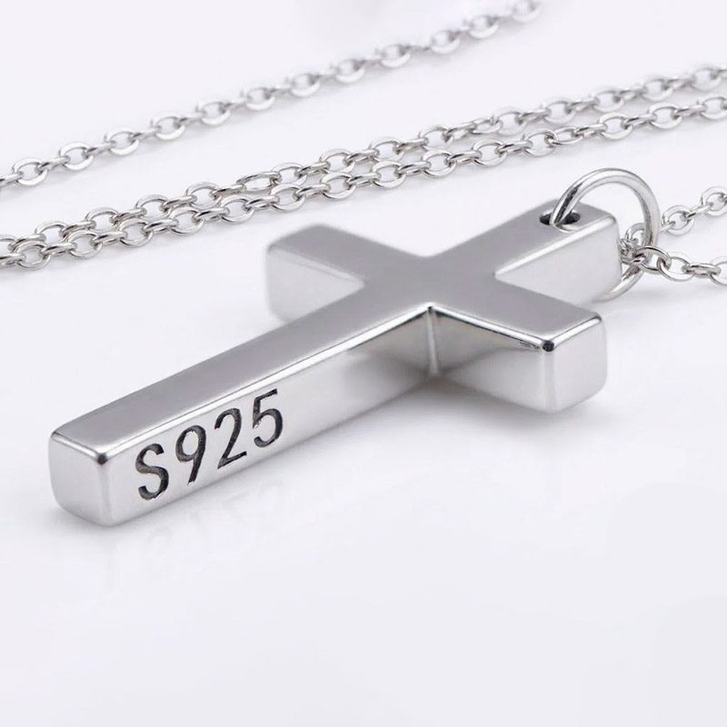 Simple Silver Cross Pendant 925 silver sterling thickness: 0.16 in, Pendant dimensions: 1.50 x 0.75 in Simple Silver Cross Pendant 925 silver sterling thickness: 0.16 in, Pendant dimensions: 1.50 x 0.75 in