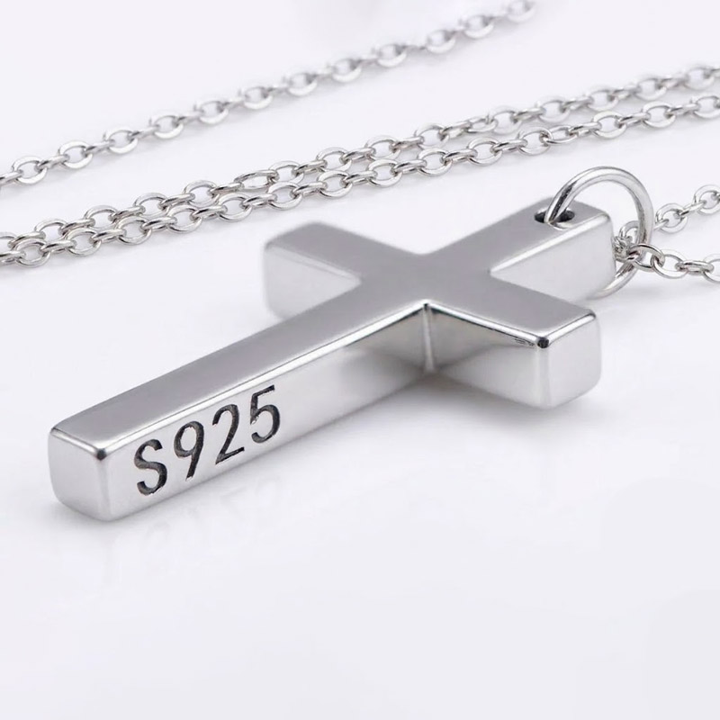 Simple Silver Cross Pendant 925 silver sterling thickness: 0.16 in, Pendant dimensions: 1.50 x 0.75 in