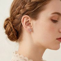 Small Cross Diamond Earrings 925 silver sterling, cz pavé for womens or kids