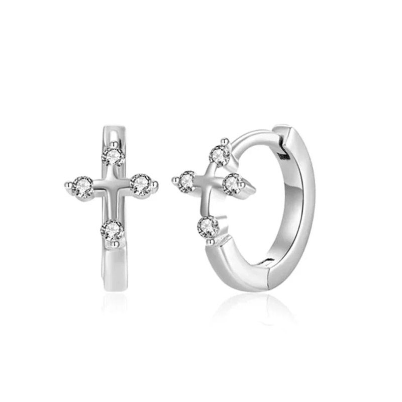 small cross hoop earrings