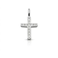 small sterling silver cross pendant with zircon stone, no chain