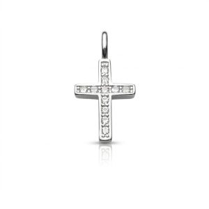 small sterling silver cross pendant with zircon stone, no chain