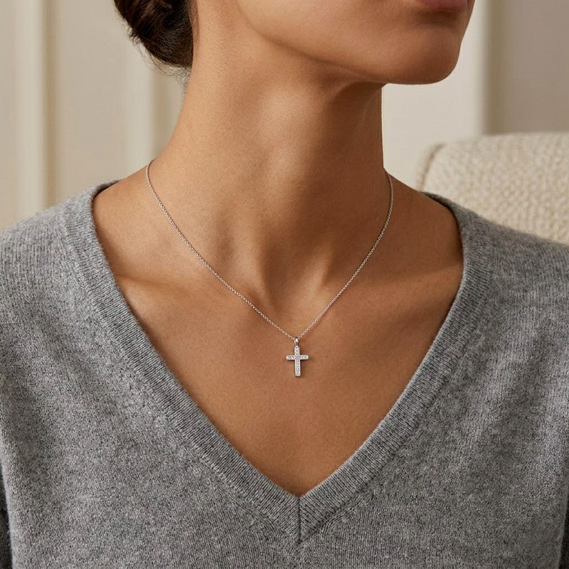 Small Sterling Silver Cross Pendant for womens or mens Small Sterling Silver Cross Pendant for womens or mens