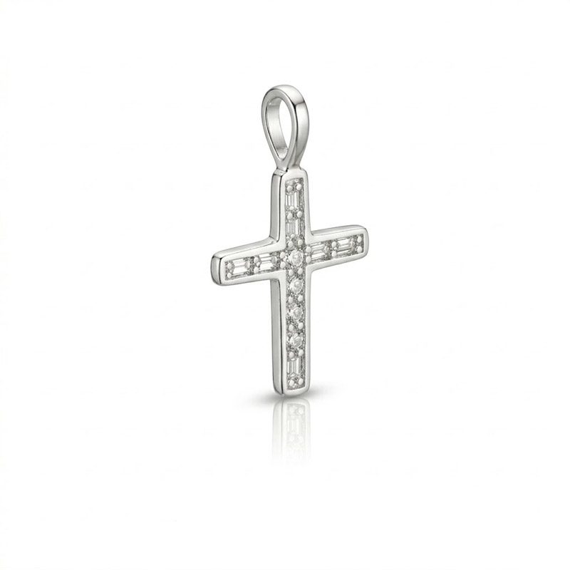 small sterling silve cross pendant with zircon cubic small sterling silve cross pendant with zircon cubic