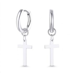 stainless steel cross earrings men