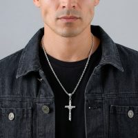 stainless steel crucifix necklace for mens chain 24"