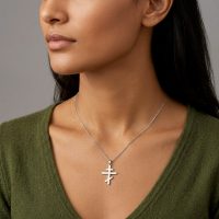 Stainless Steel silver Orthodox Cross Necklace for womens