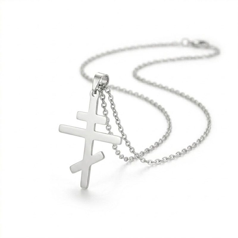 Stainless Steel silver Orthodox Cross Necklace modern Stainless Steel silver Orthodox Cross Necklace modern