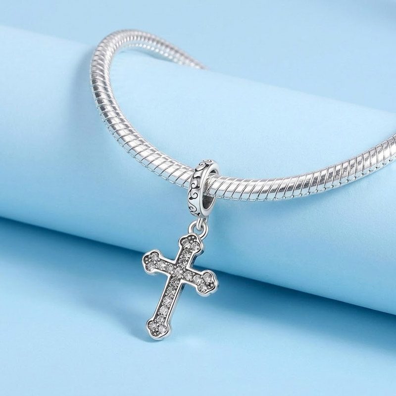 Sterling Silver Cross Charm for bracelet style Pandora Sterling Silver Cross Charm for bracelet style Pandora