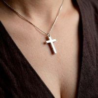 925 Sterling Silver Cross Pendant thickness: 0.12 in for Women