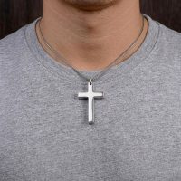 925 Sterling Silver Cross large Pendant for Mens