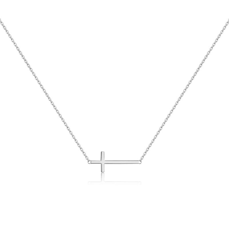 sterling silver sideways cross necklace​