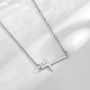 925 Sterling Silver Sideways Cross Necklace​ dainty
