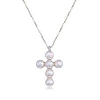 white pearl cross necklace