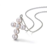 White Pearl Cross Necklace stainless steel