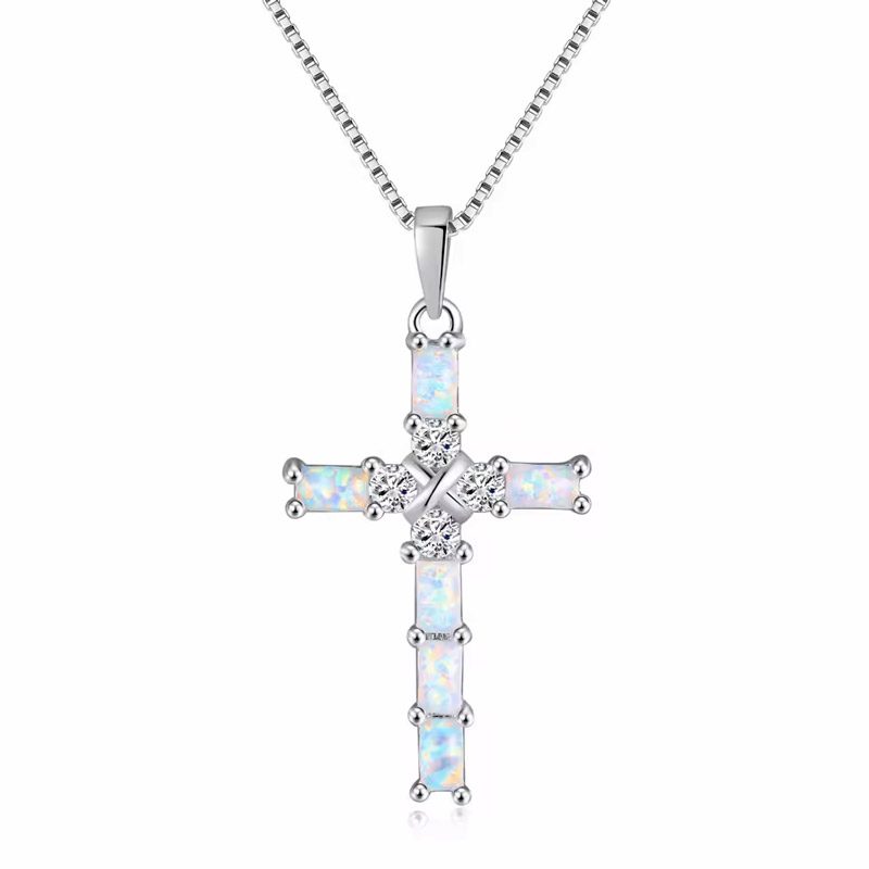women's opal cross necklace​