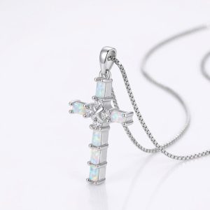 Women's Opal Cross Necklace​ Fire Opal Style Stone