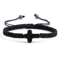 black string cross bracelet