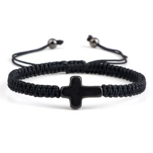 black string cross bracelet