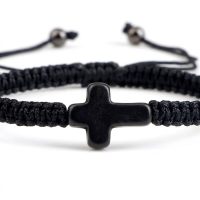 black string cross bracelet ajustable