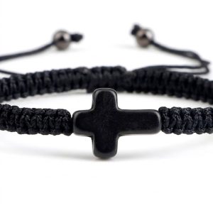 black string cross bracelet ajustable