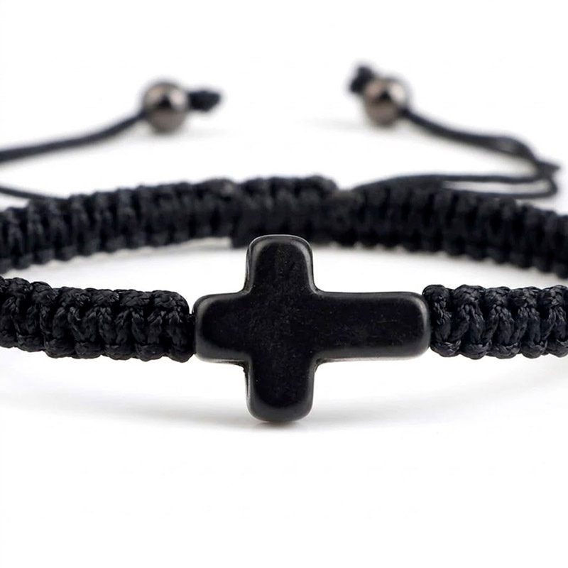 black string cross bracelet ajustable black string cross bracelet ajustable