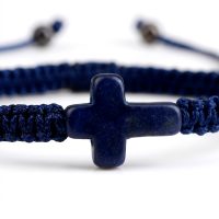 Braided Cross Bracelet dark blue adjustable