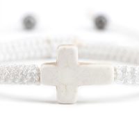 cross bracelet string white adjustable
