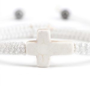 cross bracelet string white adjustable