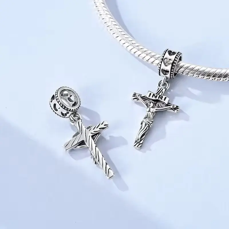 Crucifix Charm for bracelet 925 silver sterling Crucifix Charm for bracelet 925 silver sterling