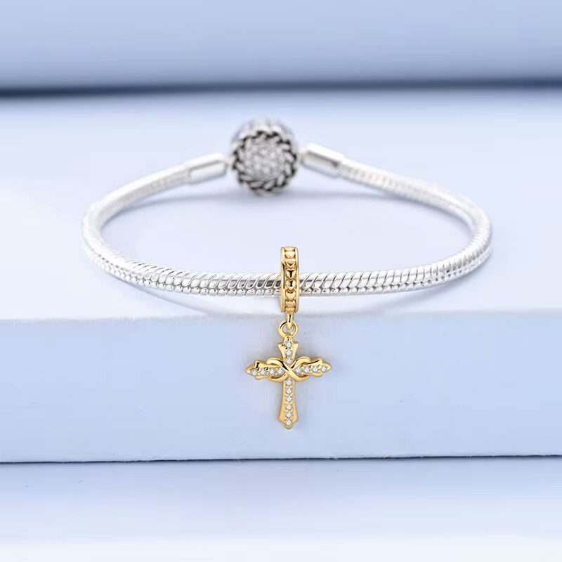 gold cross charm bracelet Gold Cross Charm Bracelet with infinity