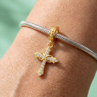 Gold Cross Charm plated 18k for Bracelet