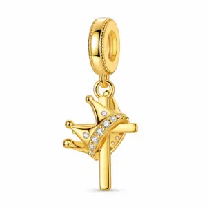 Crown with Cross Charm Gold – Diadem