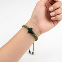 Green Cross Adjustable Bracelet for mens or womens