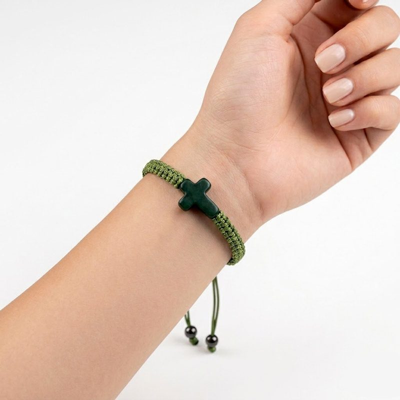 Green Cross Adjustable Bracelet for mens or womens Green Cross Adjustable Bracelet for mens or womens